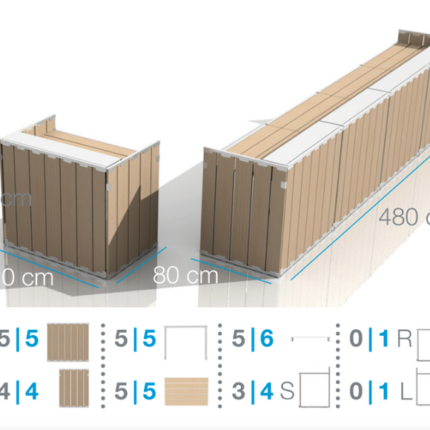 U BAR Elements - natural / white / grey, folding pallet, wooden